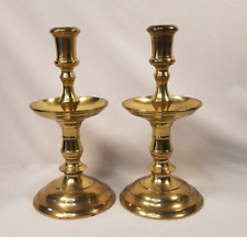 Vintage Polished Brass Candle Holders 2 PC Taper Japan Mid Drip Tray 8.75
