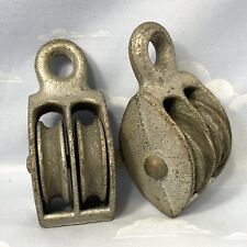 Antique Vintage Cast Iron Double Pulley 3.5” Lot Of 2 picture
