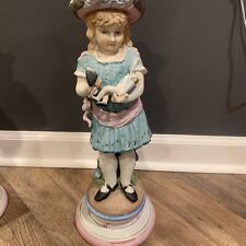 RARE Large Antique French Bisque Porcelain Little girl with broken doll Figurine picture