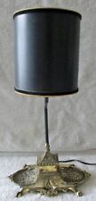 Vintage Japan Brass Inkwell Desk Lamp with Black Shade picture