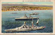 US Battleships Long Beach CA California UNUSED Fairchild Air Postcard D90 picture
