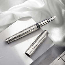 Hongdian 100 Silver Piston Fountain Pen, EF/ F/ Long Knife Nib Witing Office Pen picture