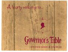 Governor's Table Menu Tates Creek Road in Lexington Kentucky 1960's picture