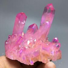 120g Large Natural Aura Pink Titanium Gemstone Quartz Crystal Cluster Reiki10pcs picture
