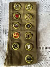 Vintage BSA Boy Scout Sash 1940’s 11 Merit Badges Patches picture