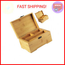 CDOKY Large Wooden Box with Hinged Lid, Bamboo Wood Multi-purpose Storage Box wi picture