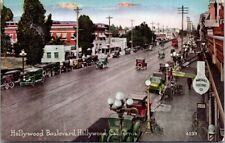 Hollywood Boulevard CA Marshall Electric Co Bicycles Autos c1910s postcard JQ1 picture