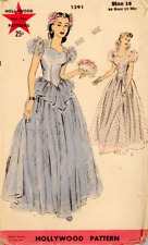 1940s Hollywood 1291 Misses' Evening Dress, Vintage, Rare Size 18 36 Bust 39 Hip picture