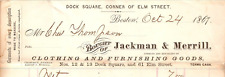 1867 Jackman & Merrill Clothing And Furnishing Goods BOSTON MA K405  READ READ picture