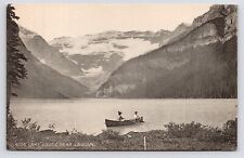 c1908~Lake Louise Alberta~Banff National Park~Rowboat Couple~Antique Postcard picture