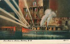 BUFFALO NY - Fire Boat In Action Postcard - 1908 picture