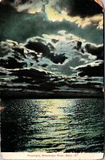 Alton, IL Illinois Moonlight on the Mississippi River 1908 Antique Postcard J587 picture
