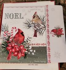 1 LANG Classic Linen NOEL CARDINALS Christmas Card Envelop & Stamp Susan Winget picture