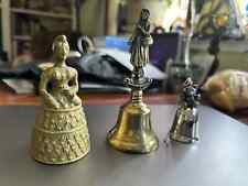 3 Vintage Victorian Lady Bell with Feet Clapper, Little Nell, Bear.  England picture