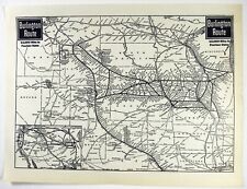 Burlington Route - Original 1941 Railroad Map by Poole Bros. Vintage picture