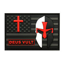 Deus Vult USA Flag Christian Templar Knight in God Wills Patch (3D PVC-MTB48A) picture