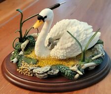 LENOX Mothers Motherly Love Swan and Baby Cygnet Chick Wood Stand FIGURINE 1999 picture