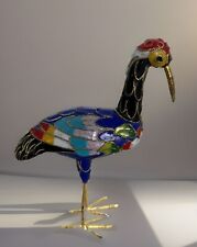 Vintage Colorful Cloisonné Enamel Crane Figurine. No Markings picture