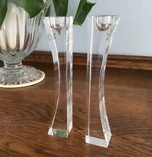 Nambe Crystal 7”  Kissing Candlesticks Taper Candle Holder's w original stickers picture