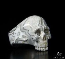 Size 11, Crazy Lace Agate Carved Crystal Skull Ring picture