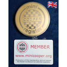 MINI COOPER REGISTER/Vintage car badge & UK headquarters membership card picture