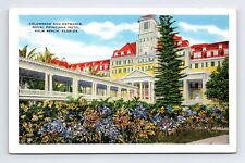 Linen Postcard Palm Beach FL Florida Royal Poinciana Hotel Colonnade picture
