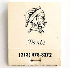 Dante Italian Restaurant Vintage Matchbook Los Angeles Matches Unstruck E19E picture