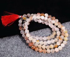 Original Crystal Pink Quartz Sphatik Mala Stone Perfect Meditation Jaap Beads picture