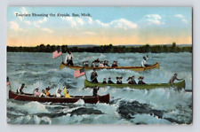 1917. SOO, MICHIGAN. TOURISTS SHOOTING THE RAPIDS. POSTCARD. DB43 picture