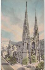 NYC Saint Patrick's Cathedral Hand Colored Albertype 1940 Unused New York City  picture