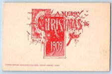 Cedar Rapids Iowa IA Postcard Cedar Rapids Business College Christmas 1909 picture