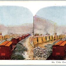 c1900s Coke Ovens Railway Train Cars Stereoview Occupational Industrial V37 picture
