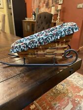 Longaberger 1997 Large Holiday Sleigh Basket with Wrought Iron Runner, Liner picture