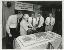 1985 Press Photo Executives celebrate Milton Bradley's 125th Birthday. picture