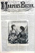 Harper's Bazar Newspaper 12-24-1870 VICTORIAN LADIES GIRLS EMBROIDERY HAIR STYLE picture