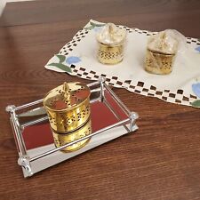 Vintage 3 Brass Footed Pierced Hinged Trinket /Altar Box NIB Made In India Set picture
