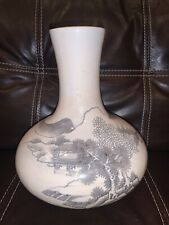 Vintage Ceramic Japanese Style Sake Decanter- 8 1/2'' Tall, Nature Scenes picture
