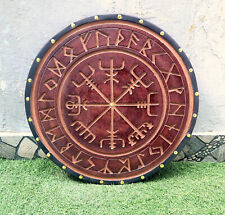 Medieval Shield Wooden Viking Shield Norse Compass Shield Shield Battle Decor Gi picture
