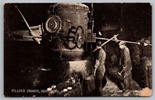 RPPC Filling Ingots Pittsburg Pa Pennsylvania Postcard Steel Workers picture