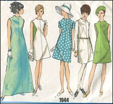 1960s Vtg Funnel Neck Inset Dress Vogue Basic Design 1944 Pattern Sz 10 B 32½ picture