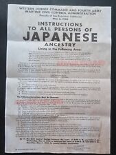 1943 WW2 USA AMERICA INSTRUCTIONS TO JAPANESE ANCESTRY WAR PROPAGANDA POSTER 689 picture