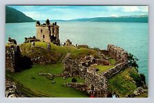 Loch Ness Scotland, Urquhart Castle, Vintage PC Travel Souvenir History Postcard picture