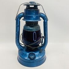 Vintage Dietz Blue Little Wizard Syracuse NY USA Kerosene Lantern With Red Globe picture