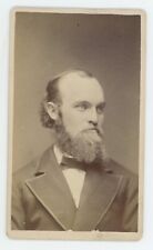 Antique CDV Circa 1870s Handsome Man With Full Beard Wearing Suit Clinton, MA picture