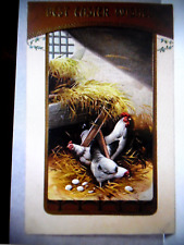 PC 419-7  EASTER POSTCARD WITH HENS AND EGGS IN HAYLOFT - GERMANY picture