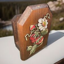 Vintage Wooden Handpainted Napkin Letter Holder Strawberry And Flower picture