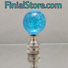 Gulf Blue Glow In The Dark Glass Lamp Finial Nickel/Polished/Antique Brass Base picture