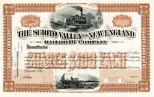 Scioto Valley and New England Railroad - Stock Certificate - Railroad Stocks picture