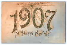 1907 Happy New Year Large Numbers Embossed Posted Antique Postcard picture