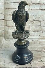 MAGESTIC Perched Bird of Prey Bronze Statue Sculpture Bald Eagle Hawk Falcon Art picture